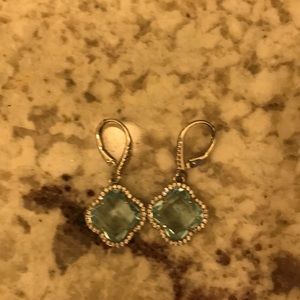 Sterling silver earrings with blue topaz and CZ